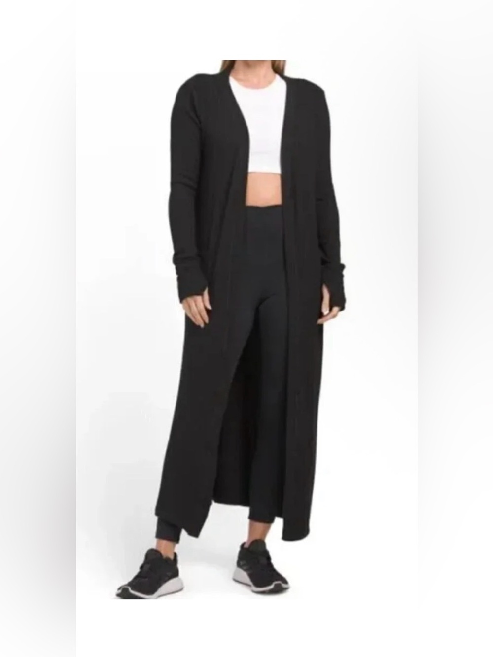 Yogalicious long black ribbed duster size M